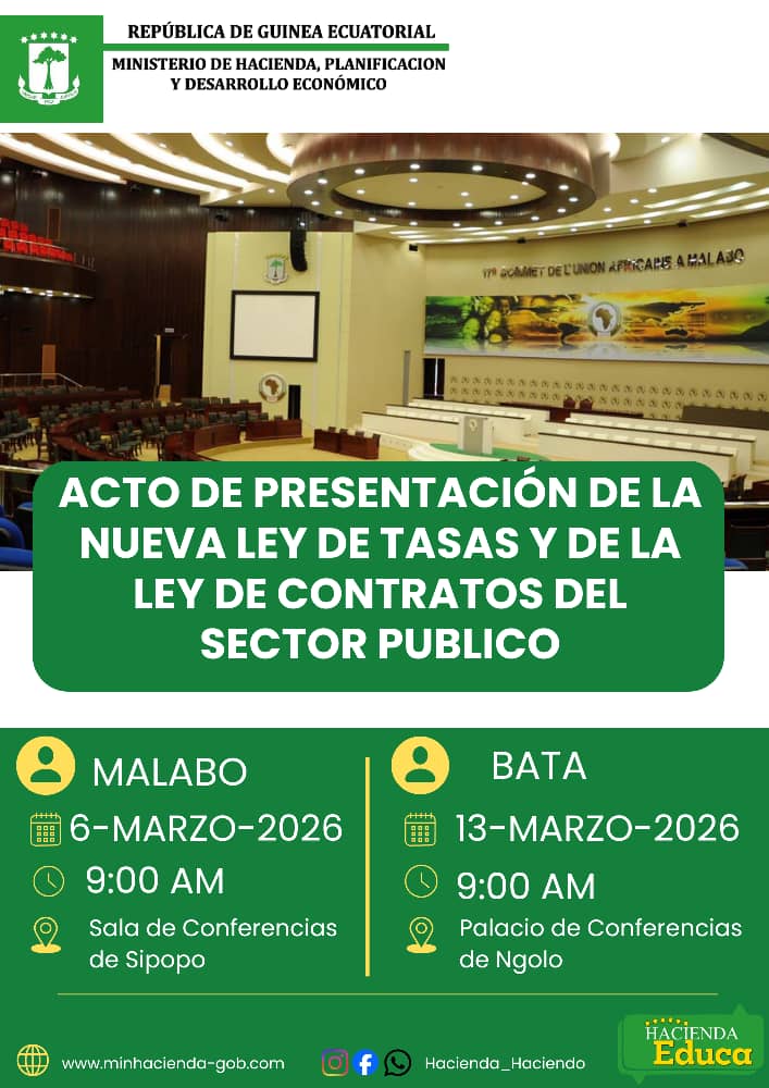 ACTO DE PRESENTACIÓN OFICIAL DE LA NUEVA LEY DE TASAS Y DE LA LEY DE CONTRATACIÓN PÚBLICA DE LA REPÚBLICA DE GUINEA ECUATORIAL
